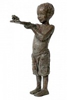 boy with frog bronze h 83cm