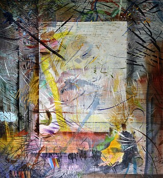the surrendering ii 200 x 220 cm oil and pencil crayon on canvas