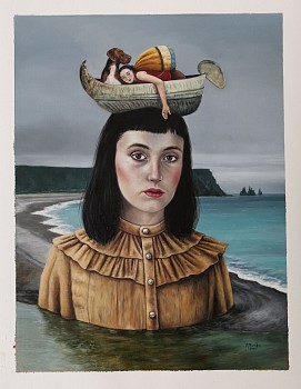 angela banks shoreline beginnings oil on paper 44 x 58cm gkac