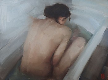 sasha hartslief bather iii gkac8256 oil on canvas 45 x 60cm