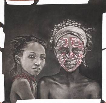 corlie de kock the becoming girls charcoal on paper 80 x 80cm gkac