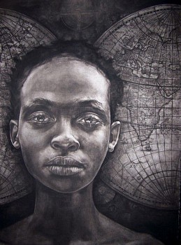 gkac 11523 corlie de kock a lady for two continents charcoal on fabriano 70 x 100cm low res