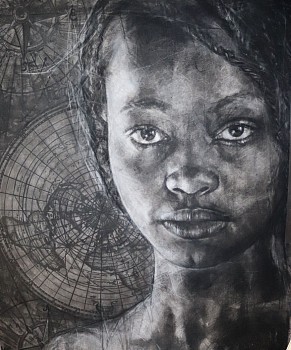 gkac11526 corlie de kock contemplation charcoal on fabriano 83 x 70cm