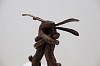 hugging hares bronze detail