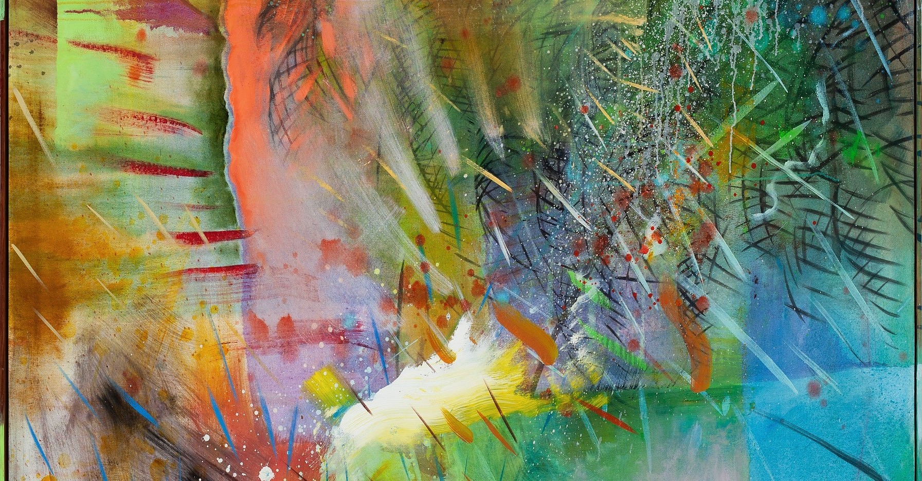 Matthew Hindley enkindling my fog with a heavenly rays II, 1475 x 1925mm, oil Italian polycotton with painted wooden frame, Website detail