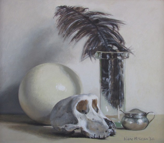 Diane McLean, Still life with Silver mustard pot
oil on board