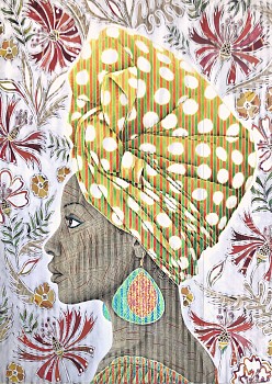 gary stephens the polkadot scarf red green version 172 x 120cm chalk pastel and newsprint collage on folded paper