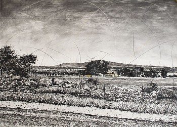 phillemon hlungwani tiko raka hina lero saseka iii our beautiful land iii charcoal and soft pastel on fabriano paper 107 x 151cm
