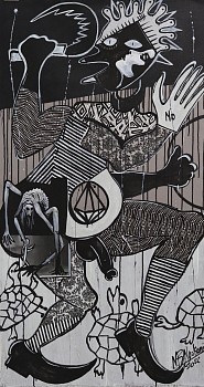 blessing ngobeni self affirmed rights mixed media on canvas 164 x 91cm