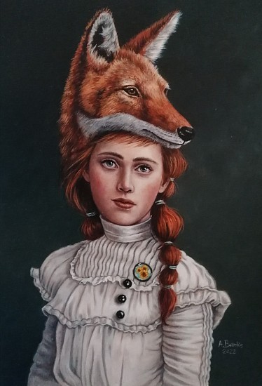 Angela Banks, Jackal Head
oil on paper