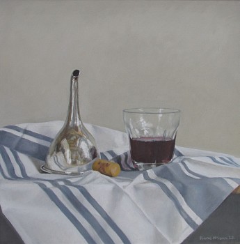 diane mclean still life with striped cloth