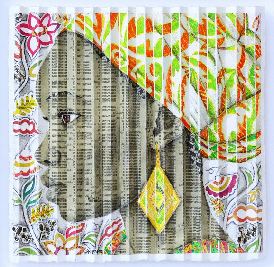 Gary Stephens, Felicia Matisse Leaf Scarf
newsprint collage & chalk pastel on folded paper