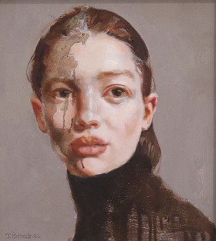 jaco benade walking past oil on board 30 x 27cm