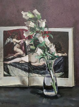 weyers du toit through the looking garden flora obscura oil on board 29 x 39cm