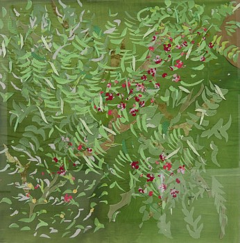 arabella caccia keurbooms embroidery on repurposed silk 100 x 100 cm gkac