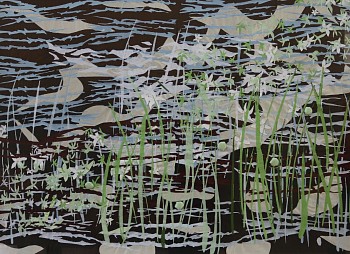 arabella caccica palmiet river embroidery on repurposed silk 100 x 120cm gkac