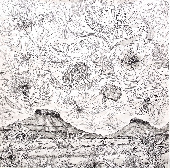 Gary Stephens, Three Sisters with Floral Pattern
charcoal on cotton paper