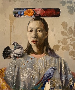 jaco benade in the shadow of flowers oil on board 70 x 60cm