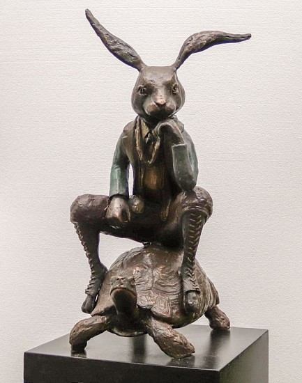 Carol Cauldwell, Rabbit on tortoise
bronze