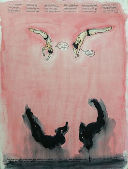 leon vermeulen acrobats series ii watercolour and ink on paper