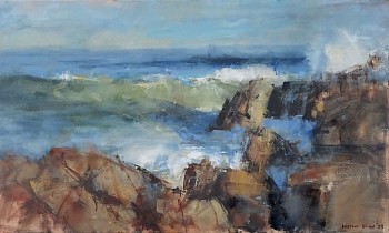 robberg beach seascape 60cm x 100cm oil on canvas