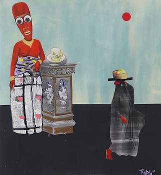 teresa firmino probability mixed media paint stickers and collage 91 x 82 cm