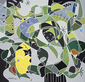 robert slingsby korcho soccer field oil on canvas 42 x 41cm gkac 11823