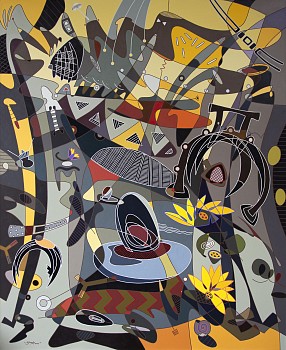 robert slingsby yellow lotus oil on canvas gkac13170