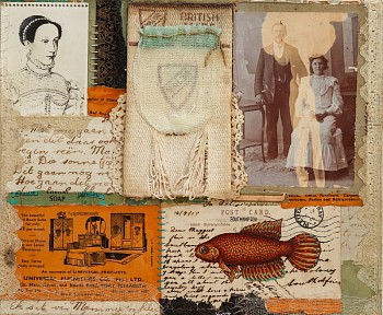 aidon westcott matriarch mixed media collage and oil on canvas 25.3 x 30.3