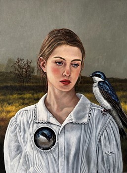 angela banks pensive oil on canvas 30 x 40cm