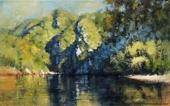 keurbooms river quietude 75cm x 120cm oil on canvas gkac