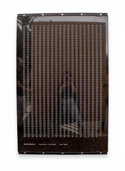 Willem Boshoff, Prison Hacks (Mandela Panel)
flat polished black granite slab, sandblasted incisions