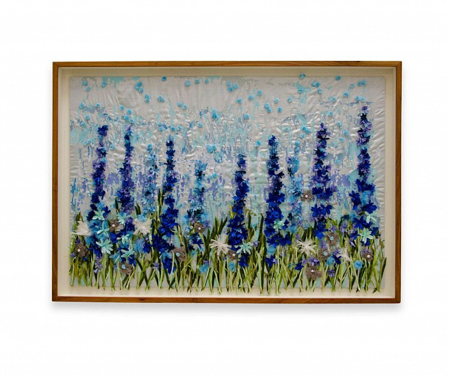 Arabella Caccia, Blue Scepters
embroidery & applique on Belgian linen