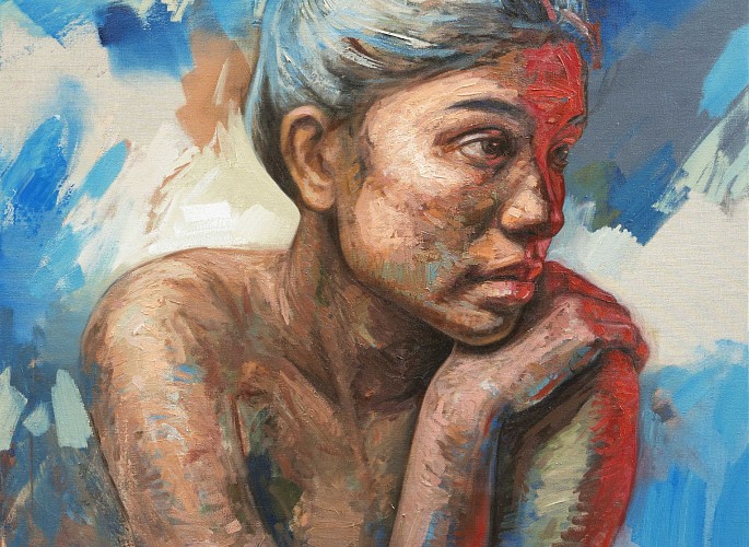 still hold 2025 oil on linen 100x100cm