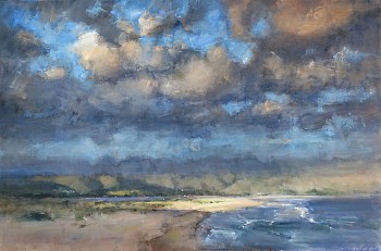 late sunlight over lookout 100cm x 150cm oil on canvas