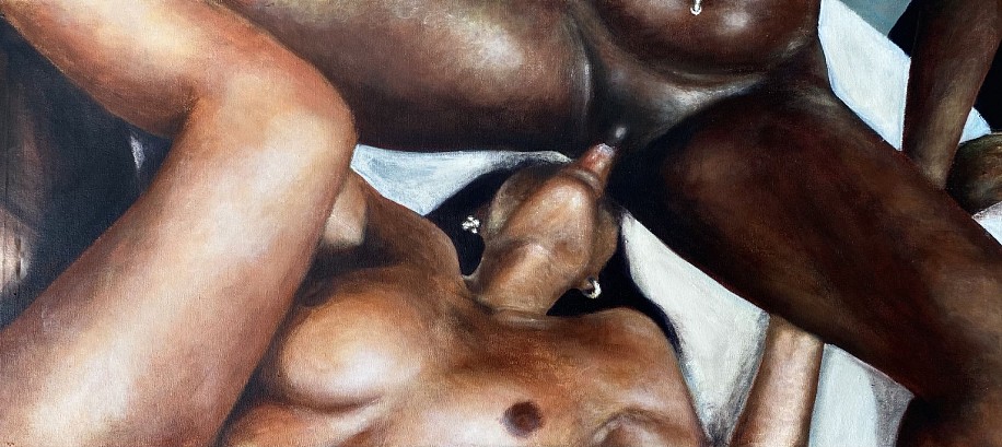 Thato Tlatsi, Sacred, Profane Love (At the beach house)
acrylic on canvas